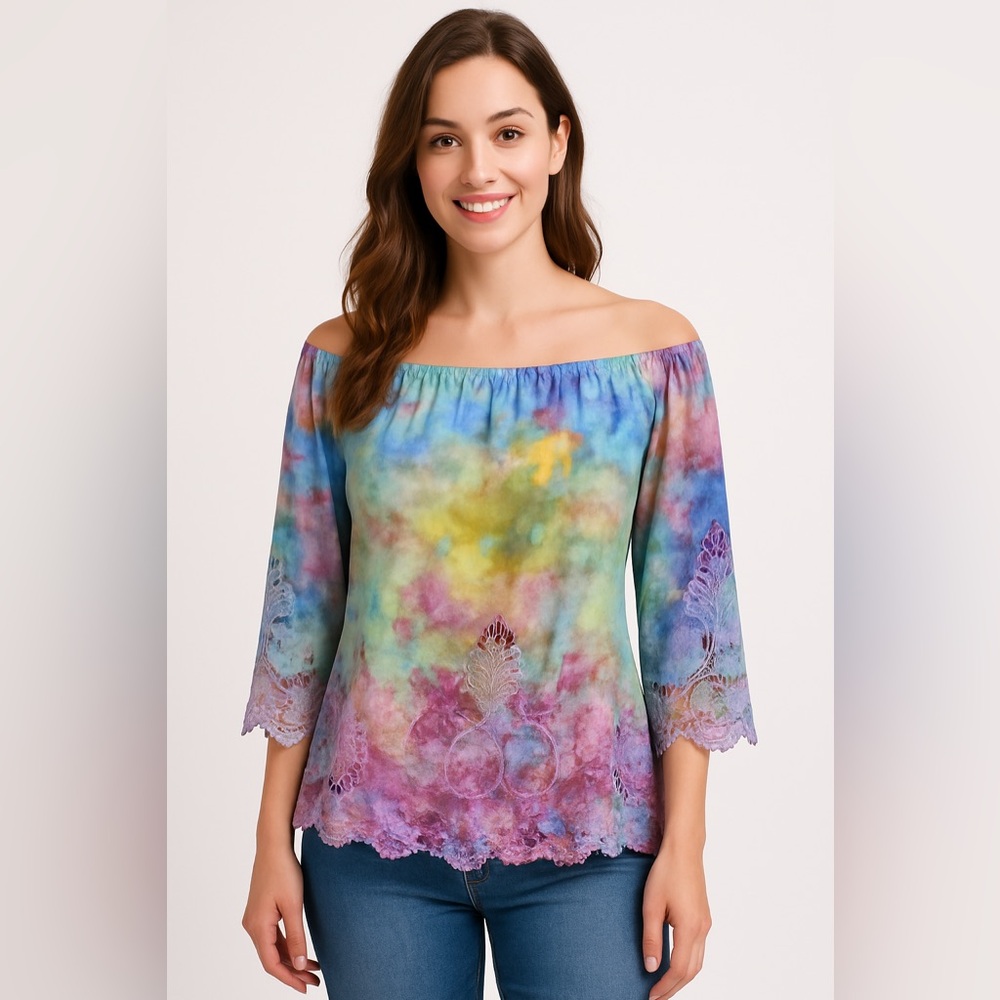 Cynthia Rowley Tye dye lace top